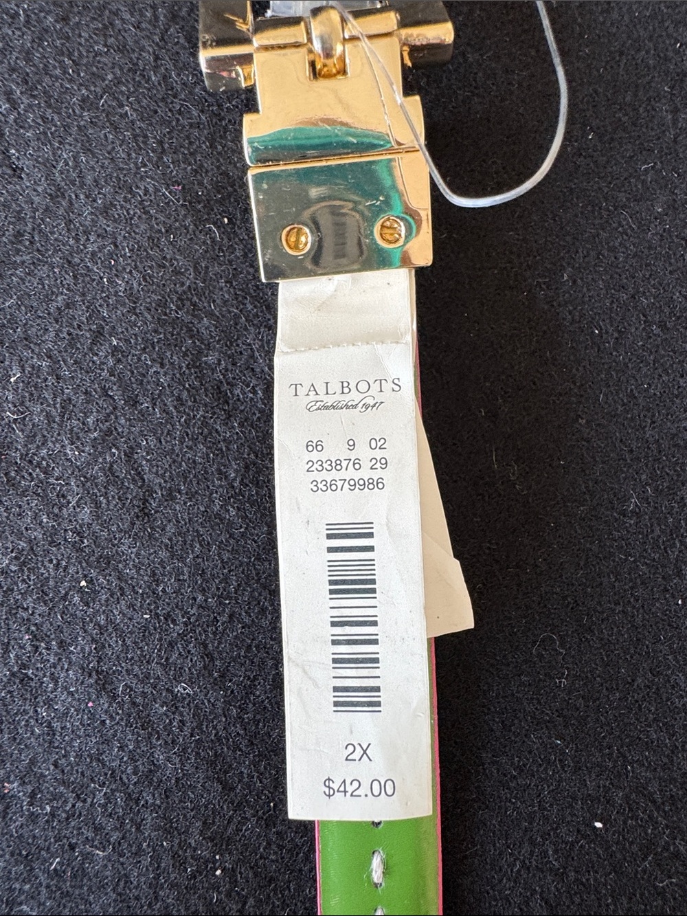Talbots Reversible Pink and Lime Belt with Gold Buckle - Picture 3 of 4